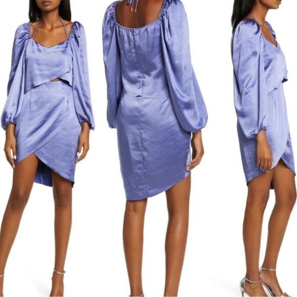Elliatt Purple Uriel Long Sleeve Halter Dress